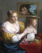 Paulus Moreelse Girl with a Mirror Spain oil painting artist